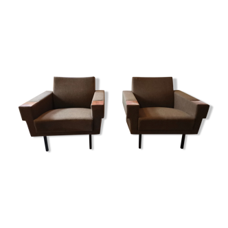 Danish Club armchairs 60s 70 khaki