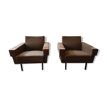 Danish Club armchairs 60s 70 khaki