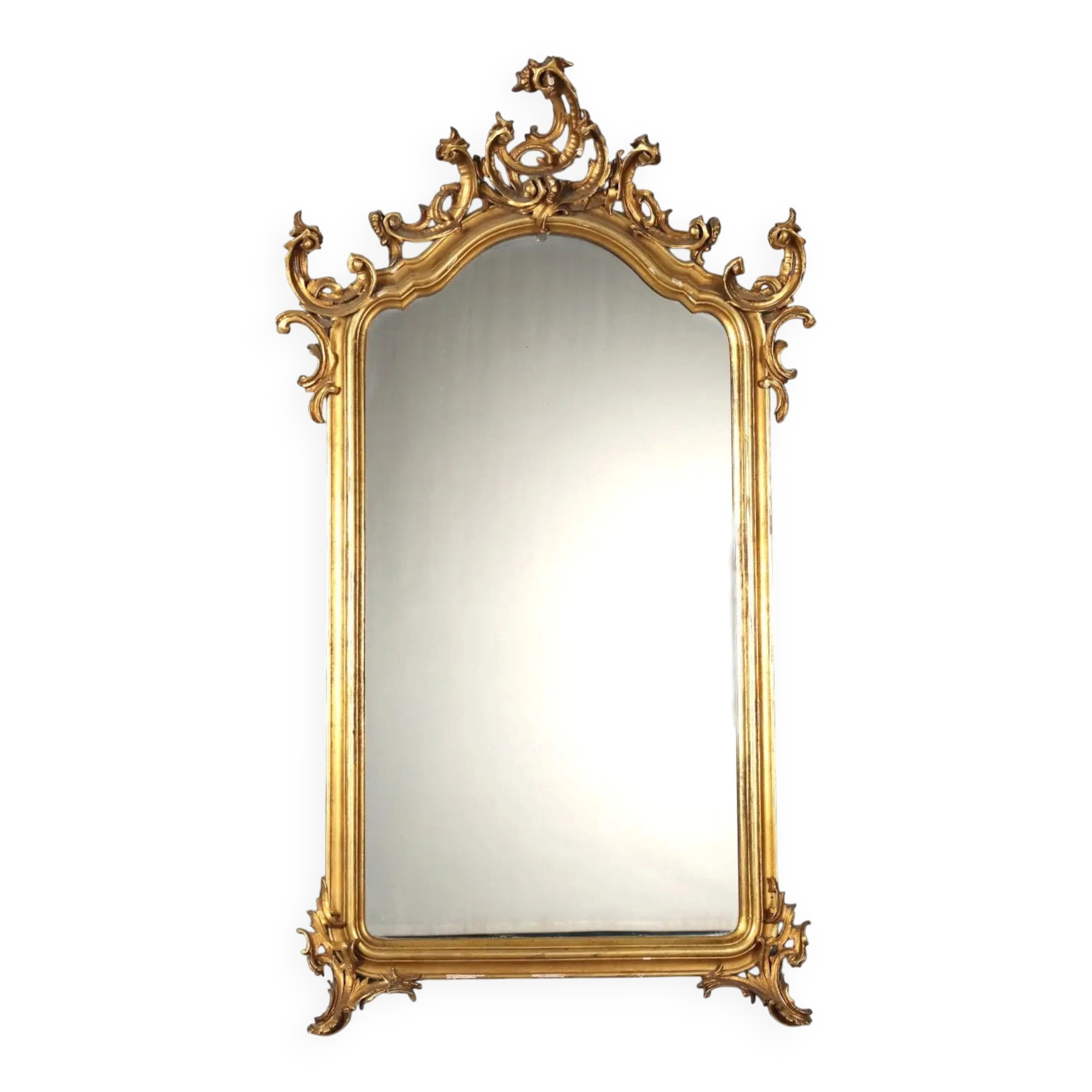Antique gilded mirror in carved wood, Italy, 20th century