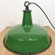 Industrial Green Enamel Factory Pendant Lamp from Revo, 1950s