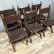 Set of 6 Renaissance style chairs in solid wood and leather, 19th century, circa 1850