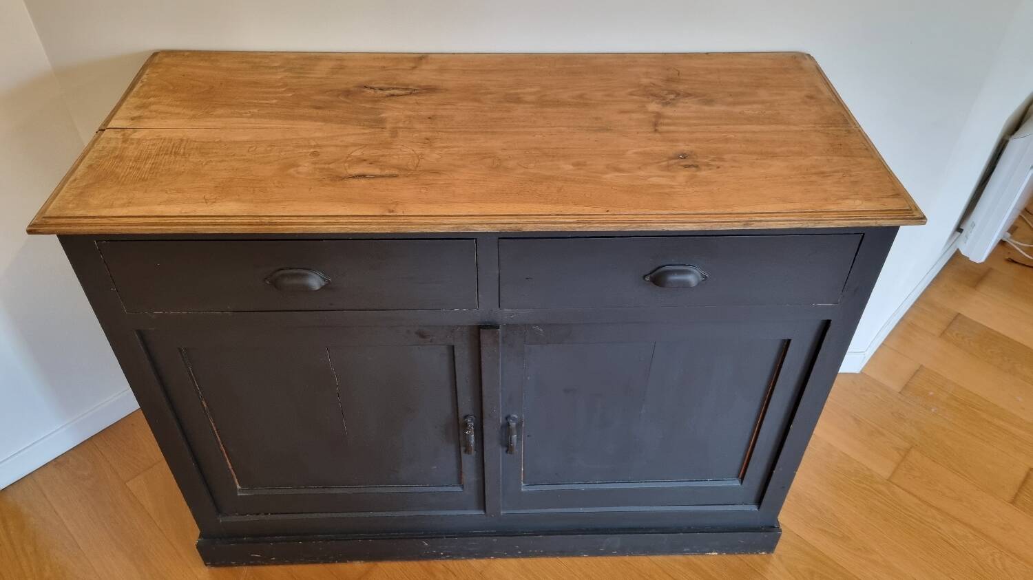 Antique oak and walnut sideboard
