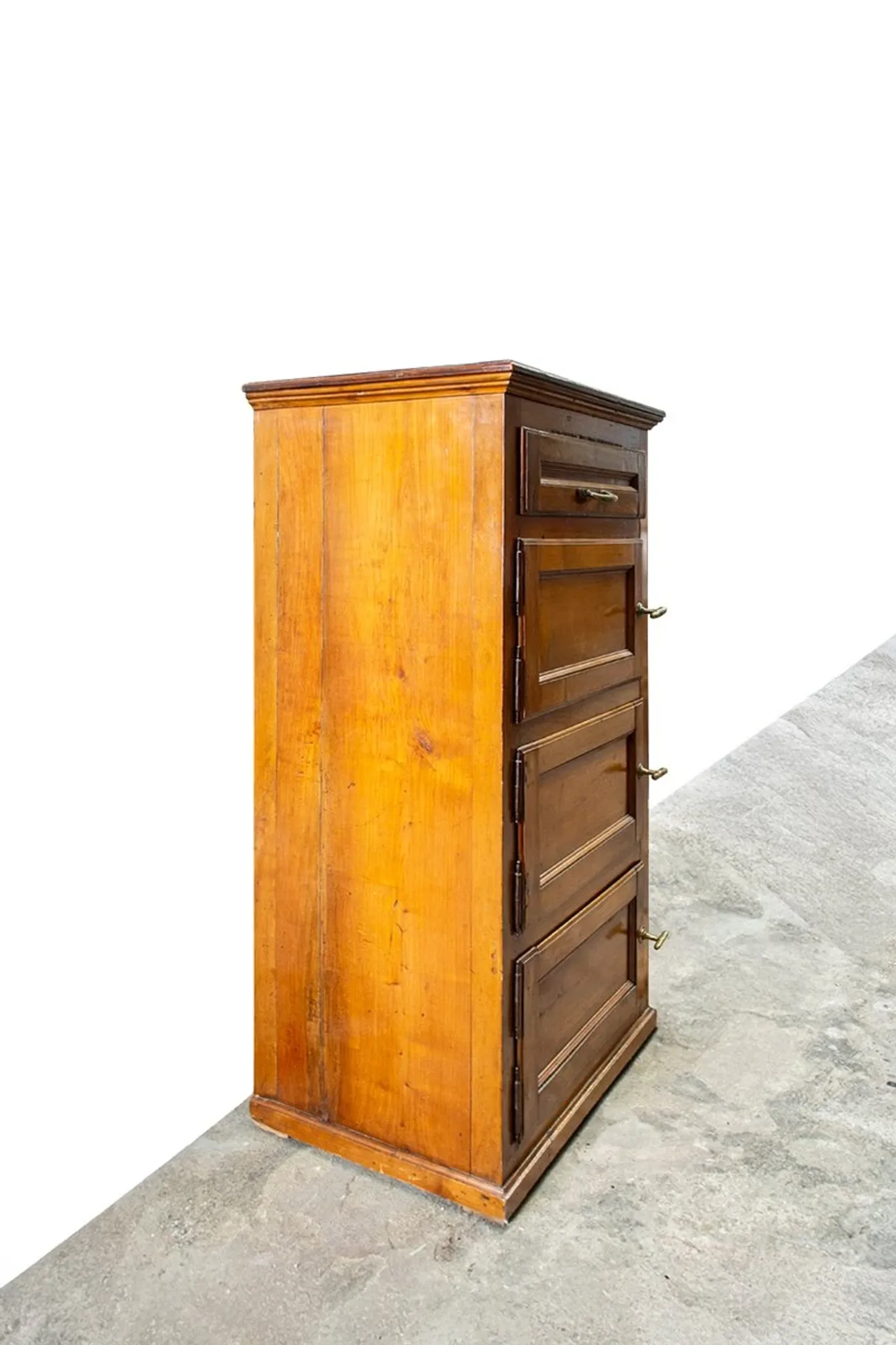 Antique icebox with brass details, Italy, late 19th century.