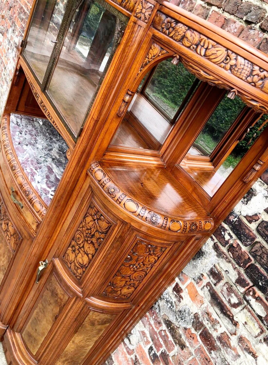 Art deco sideboard marble top, old dresser furniture