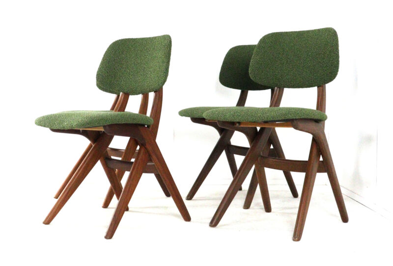 4 chaises ciseaux AwA restaurées, Pays-Bas milieu XXème