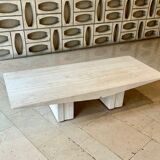 Vintage French coffee table in softened travertine