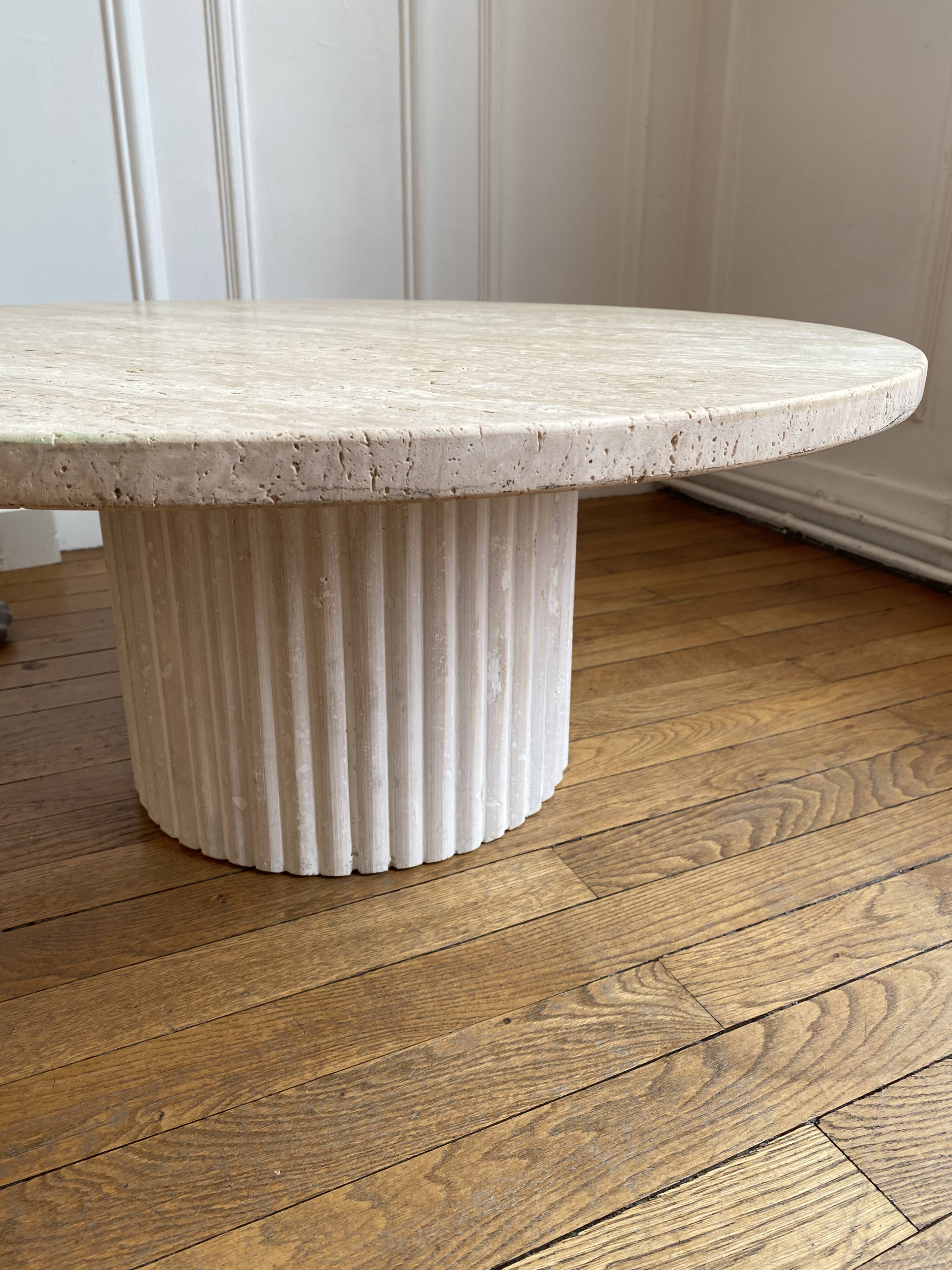 Omega Circular Coffee Table Natural Travertine - 80cm D