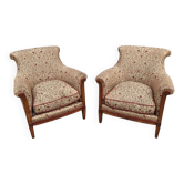 Paire de fauteuils en bois et tissu