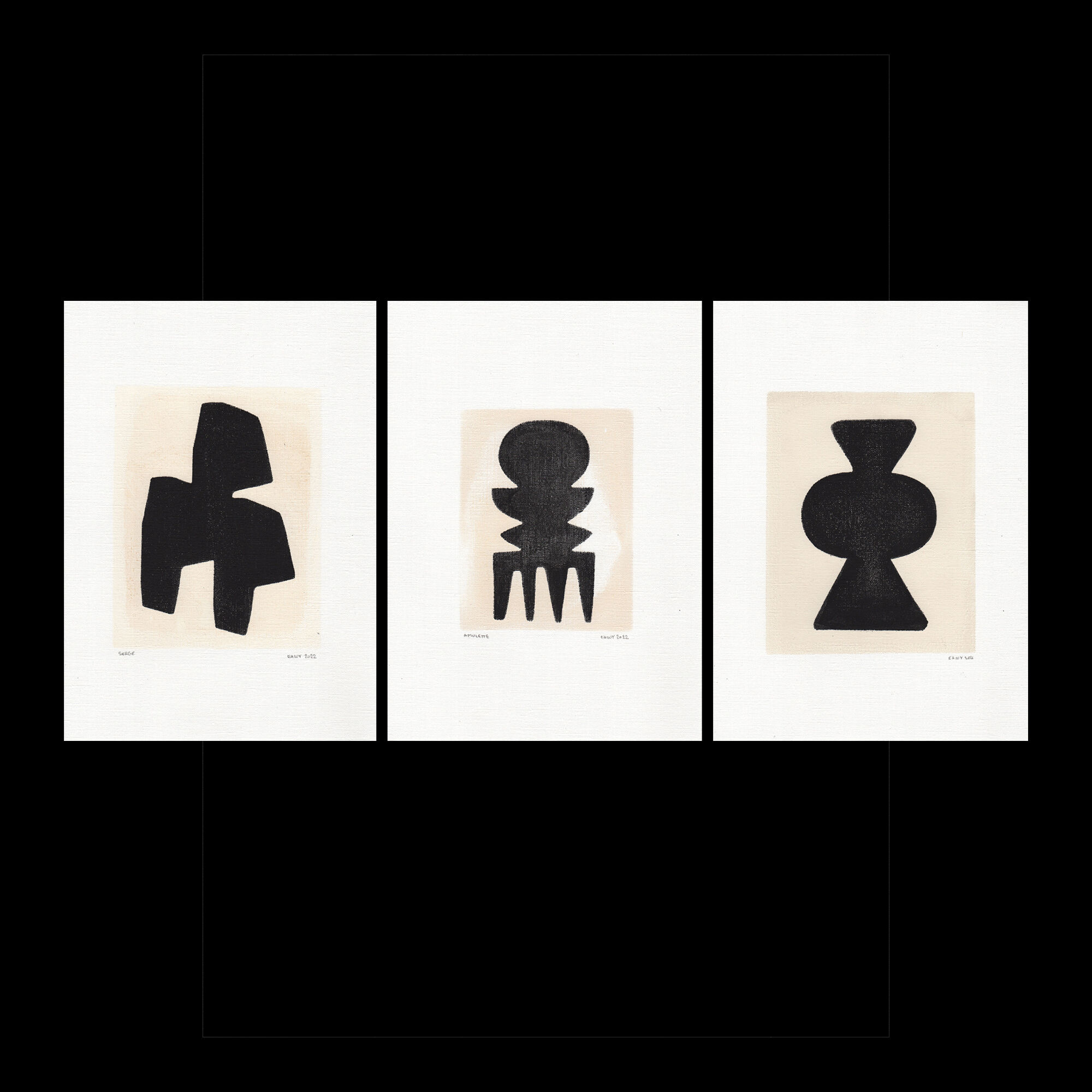 3 paintings • illustrations m566 m562 m534 • signed eawy