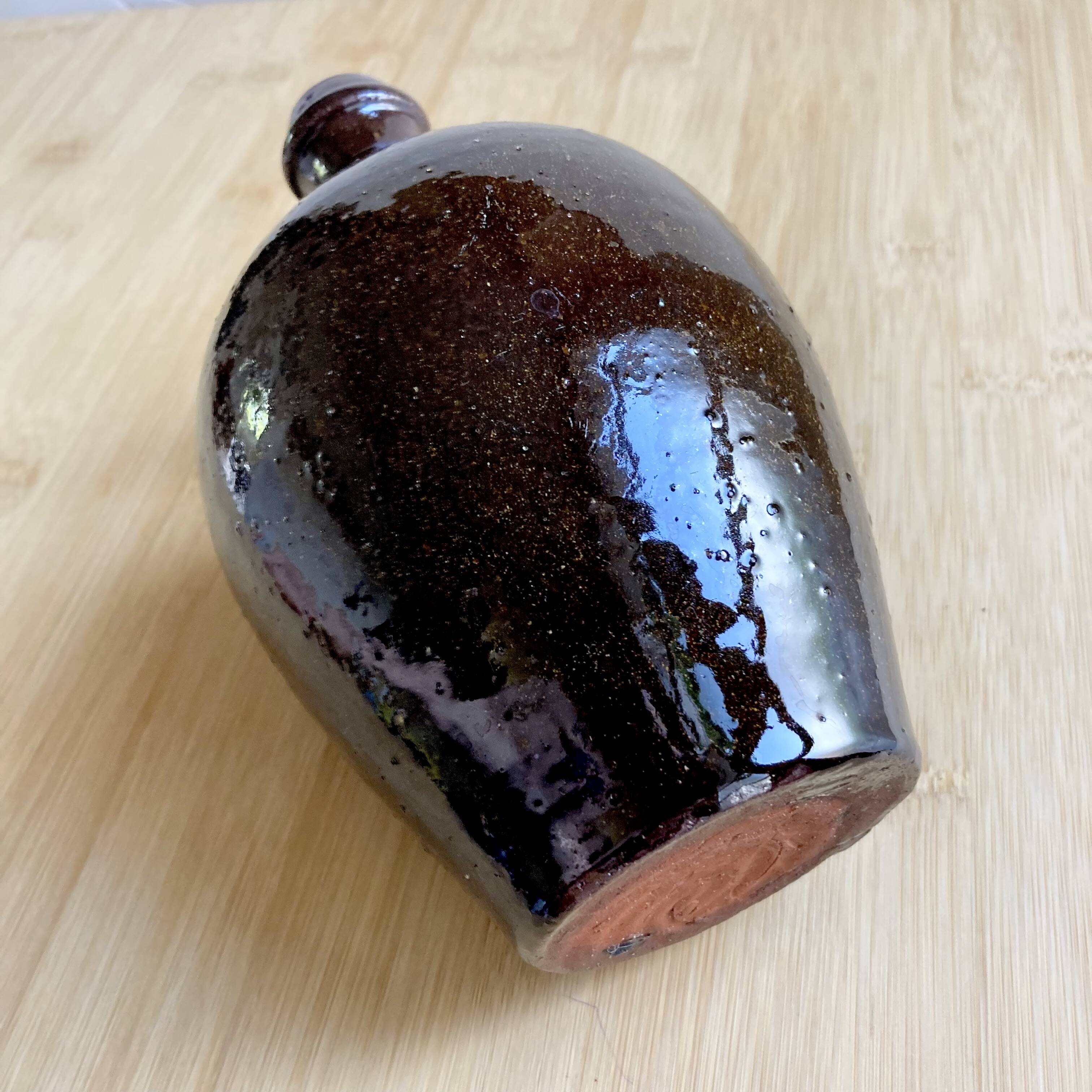 Vintage glazed terracotta pitcher / vase
