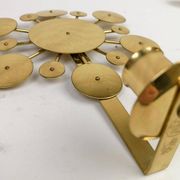 Set of 3 Wall Candle Holders in Brass "Sunburst" Holmström, Arvika, Sweden, 1960s