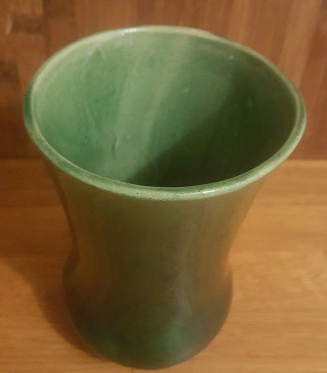 Vintage green ceramic vase 50s Belgium