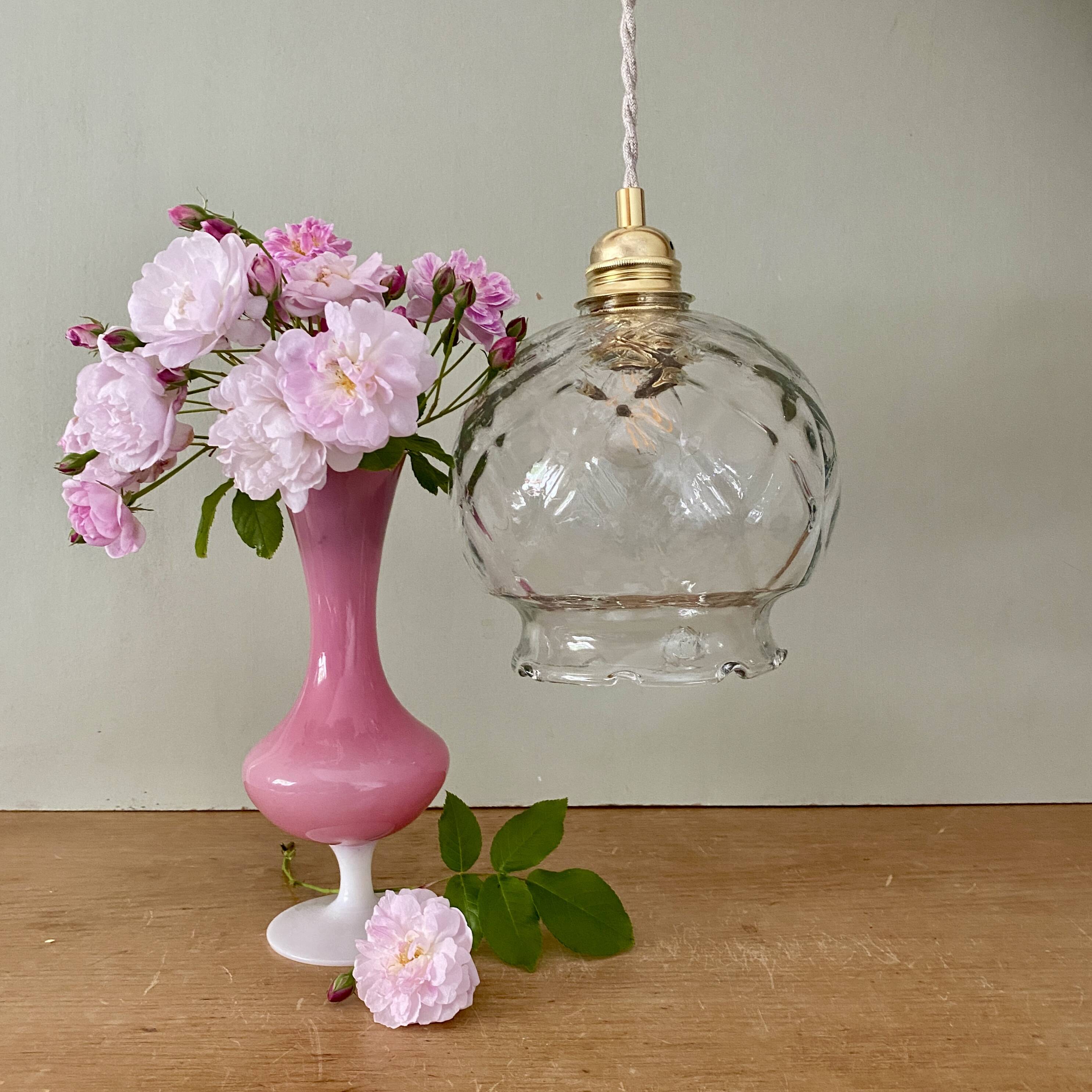 Vintage globe pendant light in transparent glass