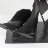 Jean Campa. Vertical sculpture in patinated metal. 1980s.