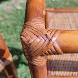 Bamboo and rattan bedside table pair