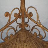 Étagère d'angle rotin peacock vintage