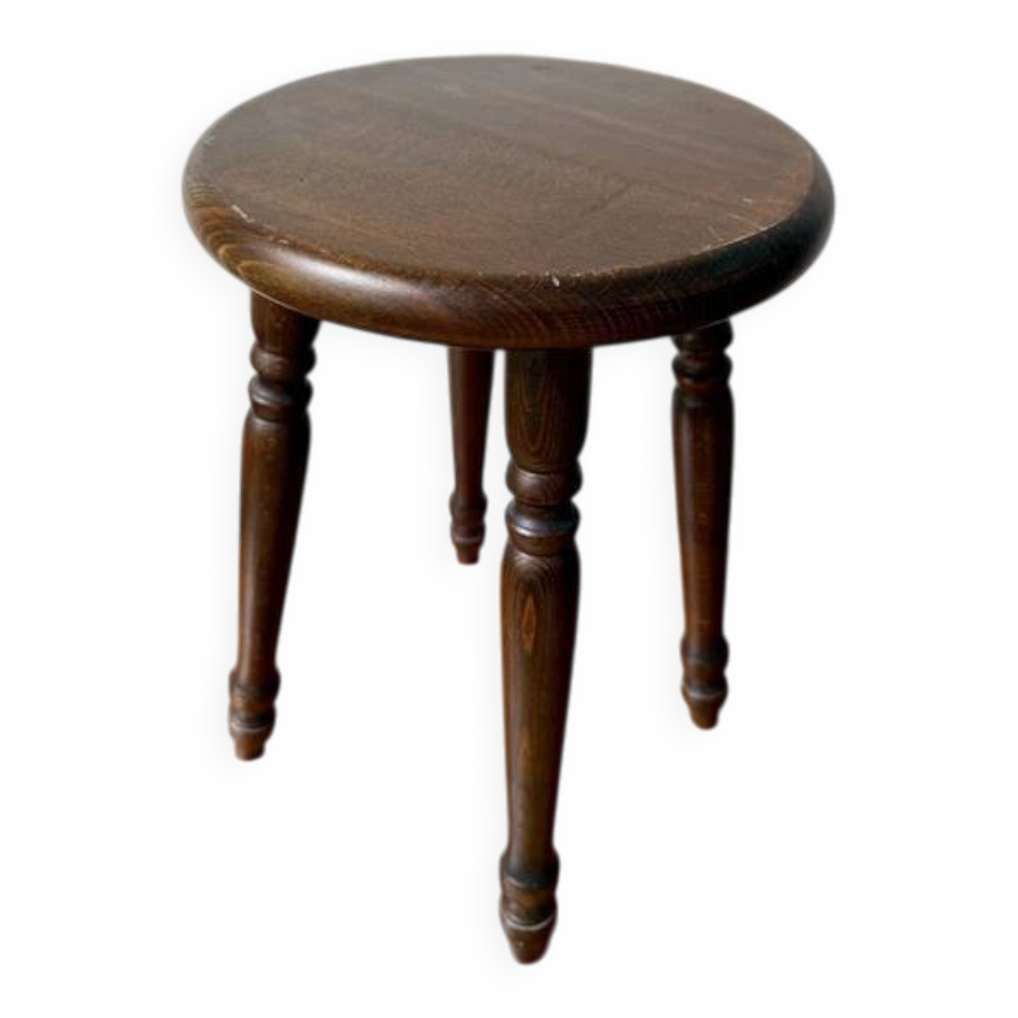 4-legged turned wooden stool