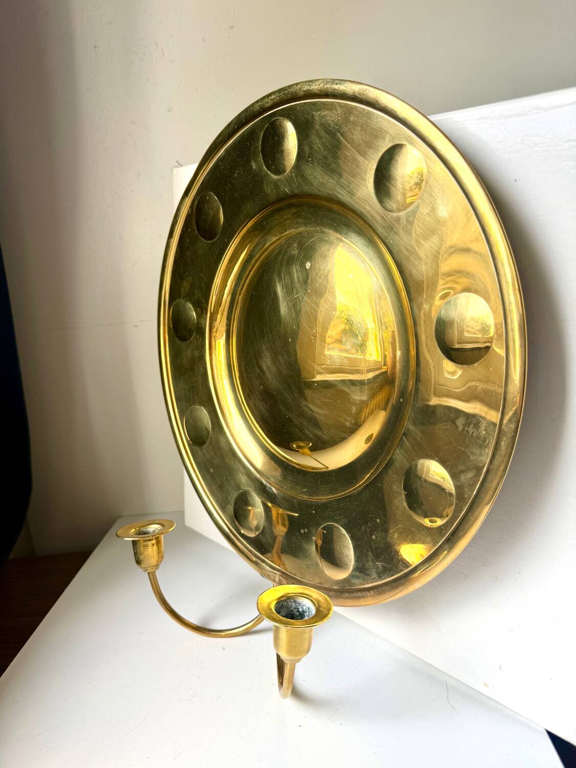 Vintage Wall Double Candle Holder Sconce in Brass