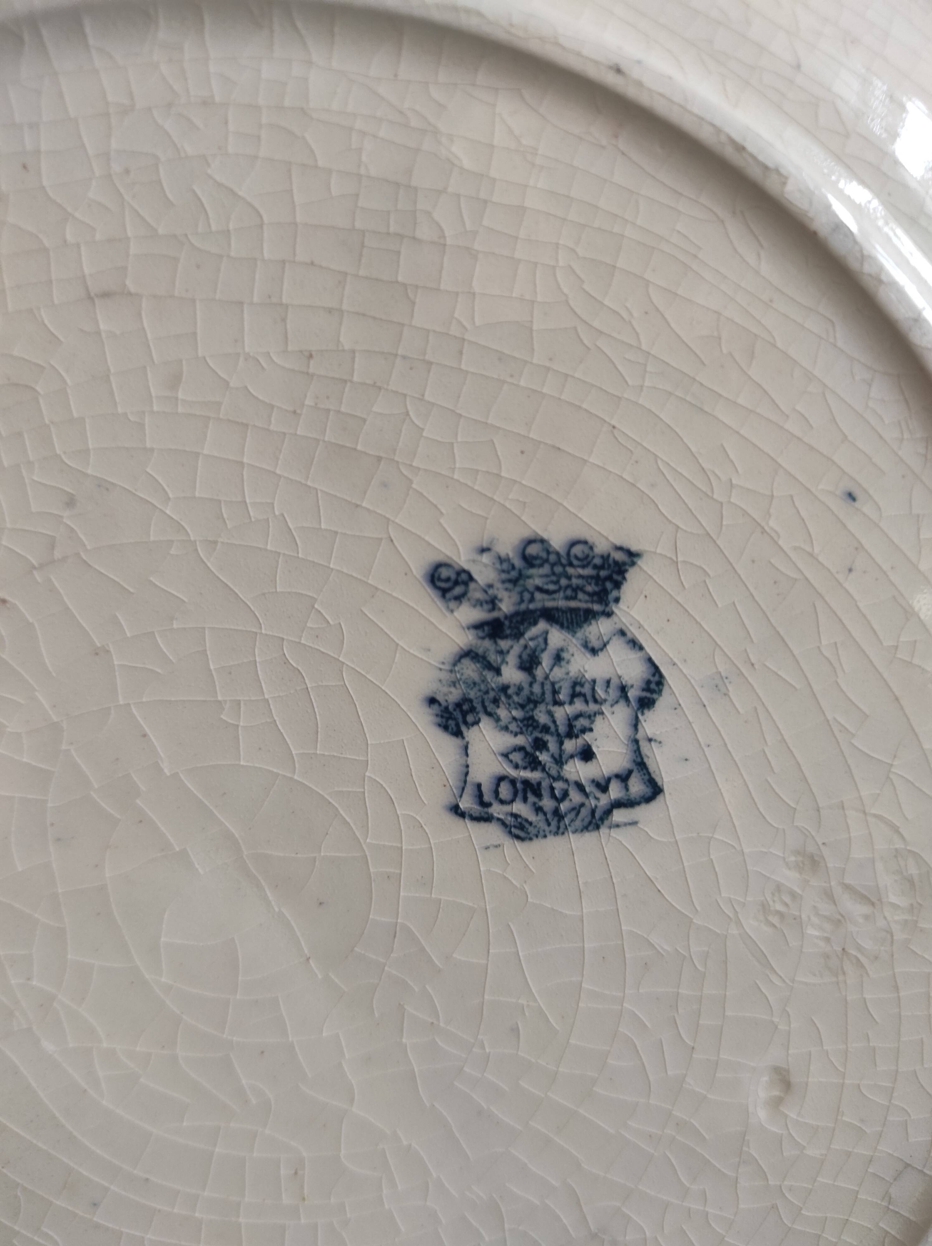 French vintage round serving plate, 30cm diameter, Longwy, mod. Bordeaux