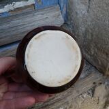 Small white brown ceramic milk pot bistro style