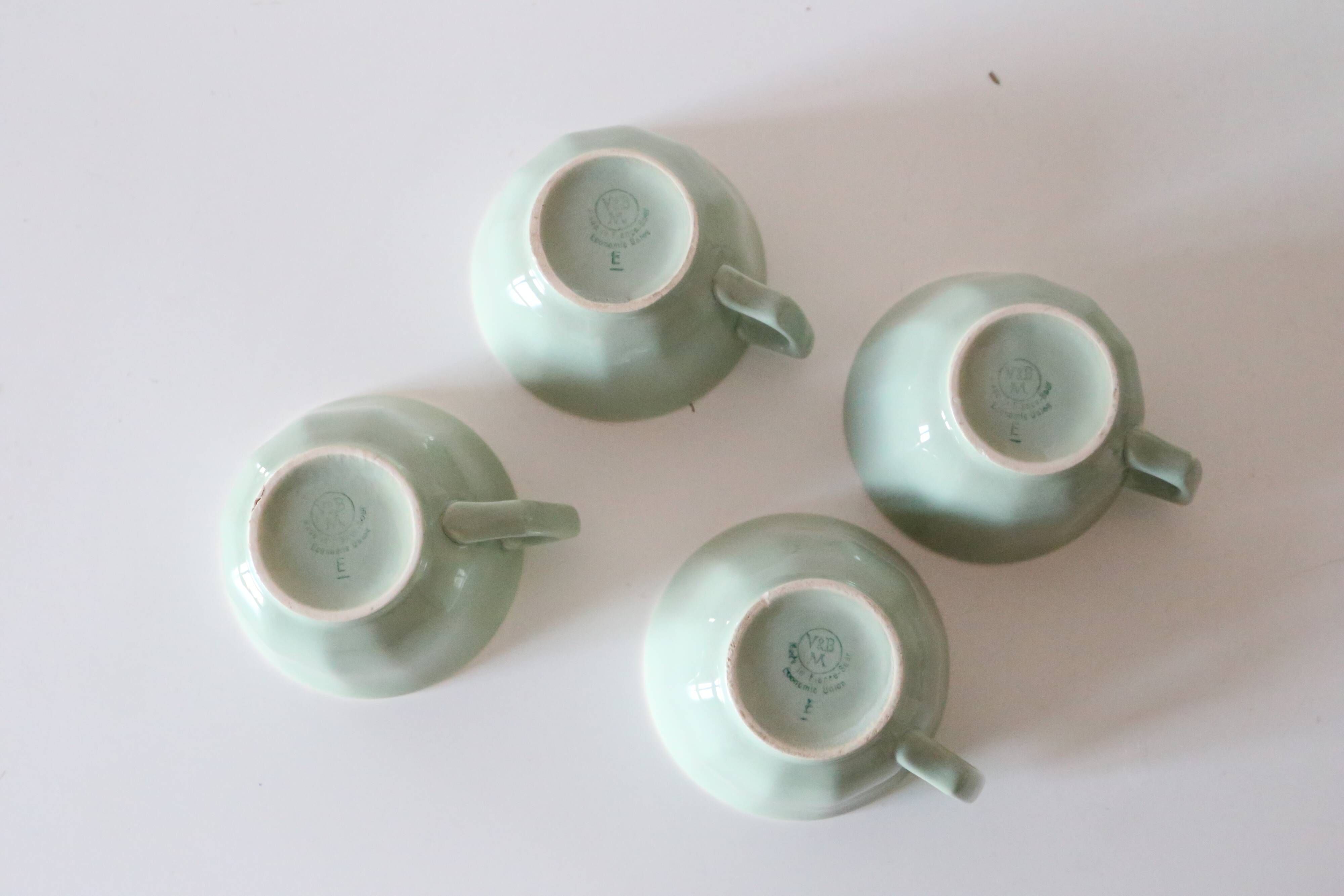 Ensemble de 4 tasses vertes et beiges Villeroy et Boch, vintage