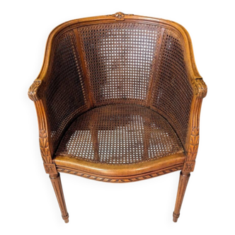Fauteuil de bureau de style Louis XVI entièrement canné