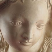 Bust of a young girl in terracotta painted and signed, period early xx th