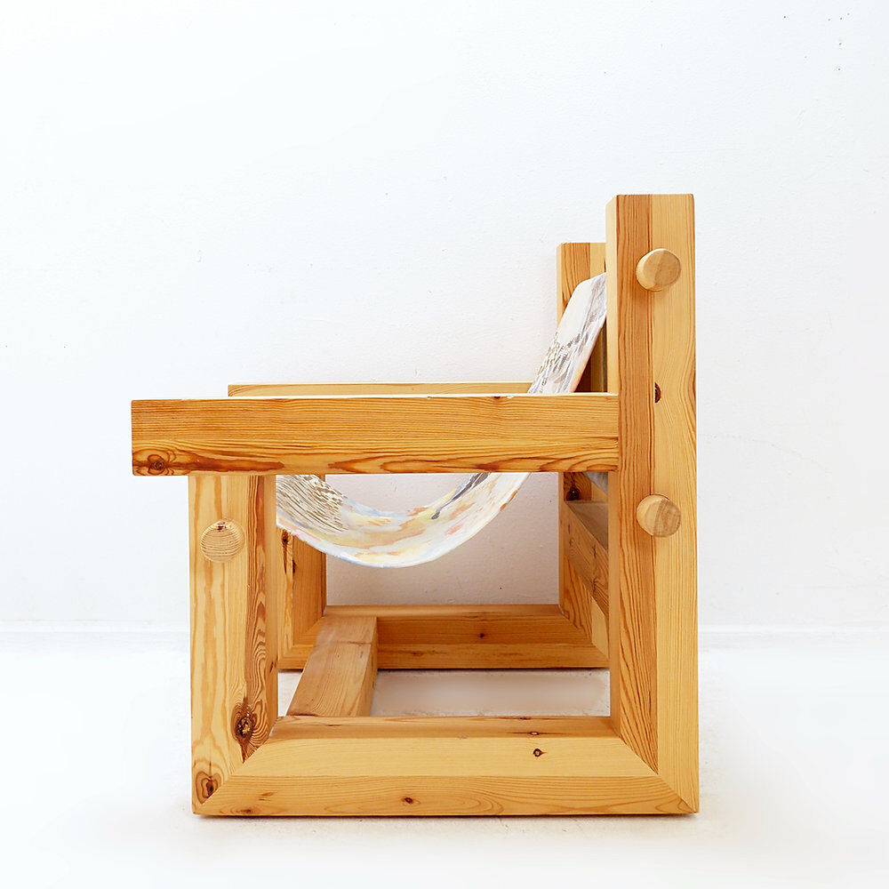 "Lincoln Rocca" armchair in solid pine by KRJST Studio – 21st century