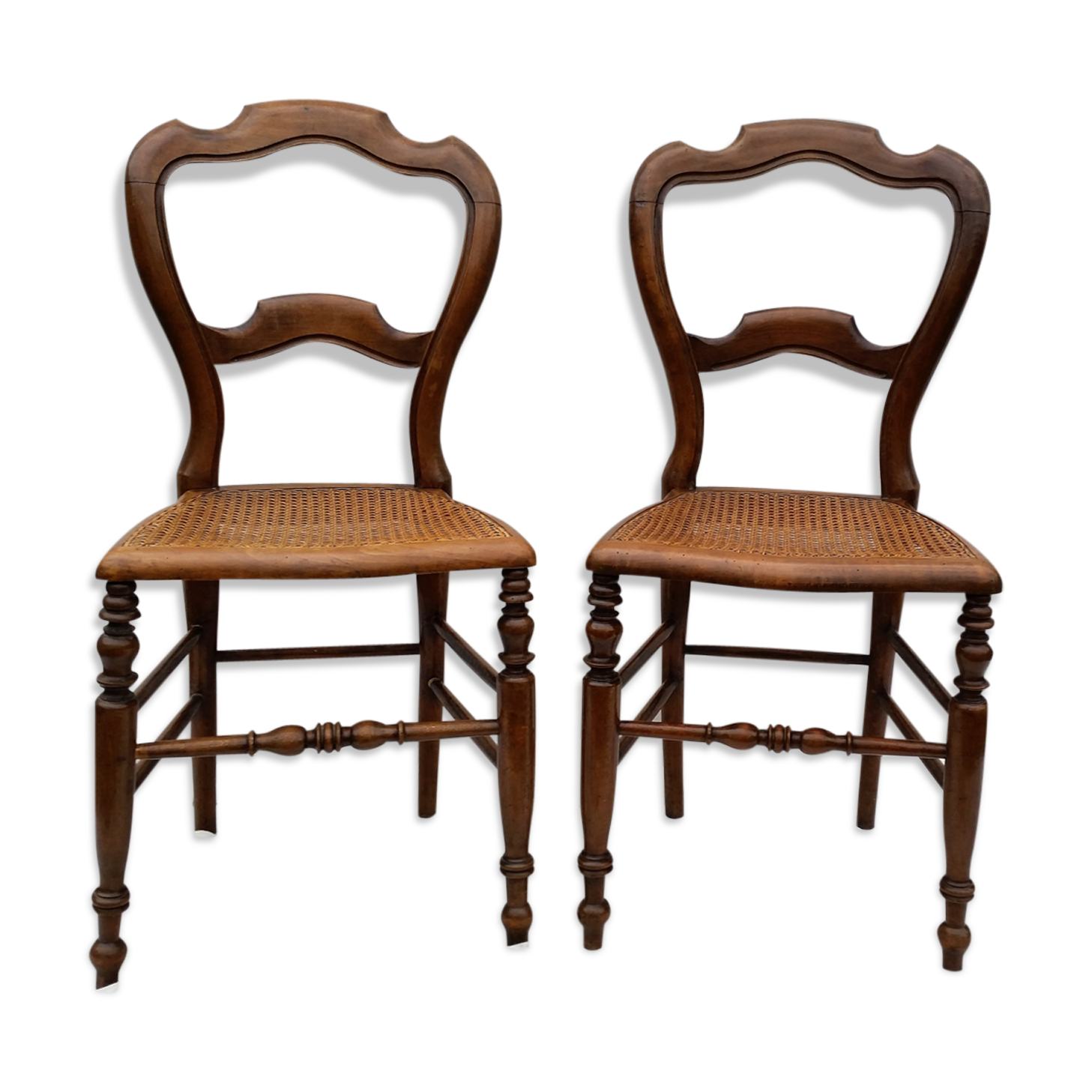 Pair of 2 old cane chairs