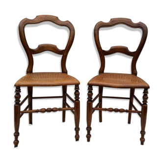 Pair of 2 old cane chairs