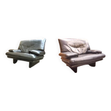 Paire de fauteuils design cuir buffle