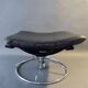 Vintage black leather ottoman by Ake Fribytter for Nelo Möbel, Sweden 1970s.
