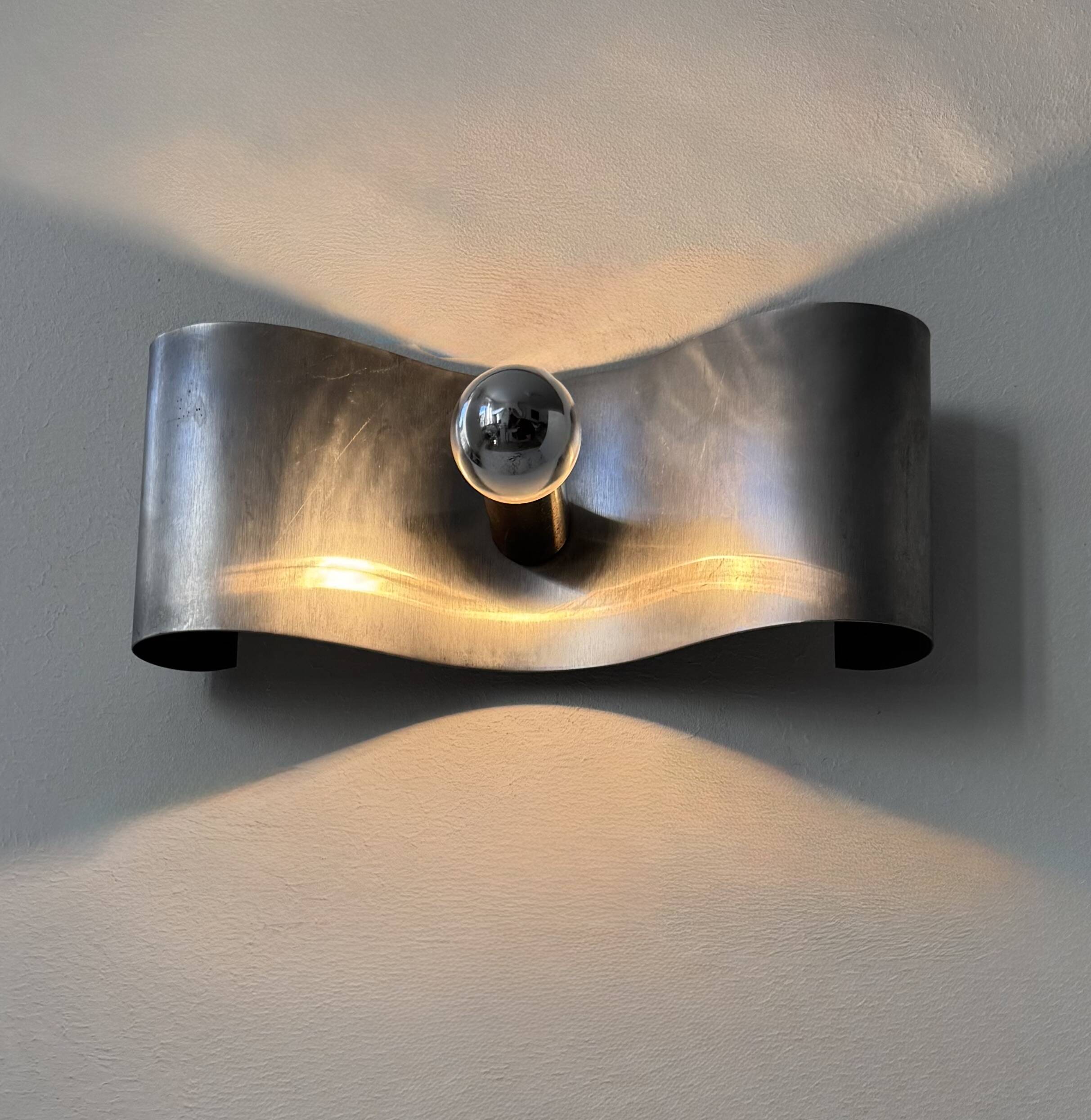 Applique vintage, métal brossé, France, 1970