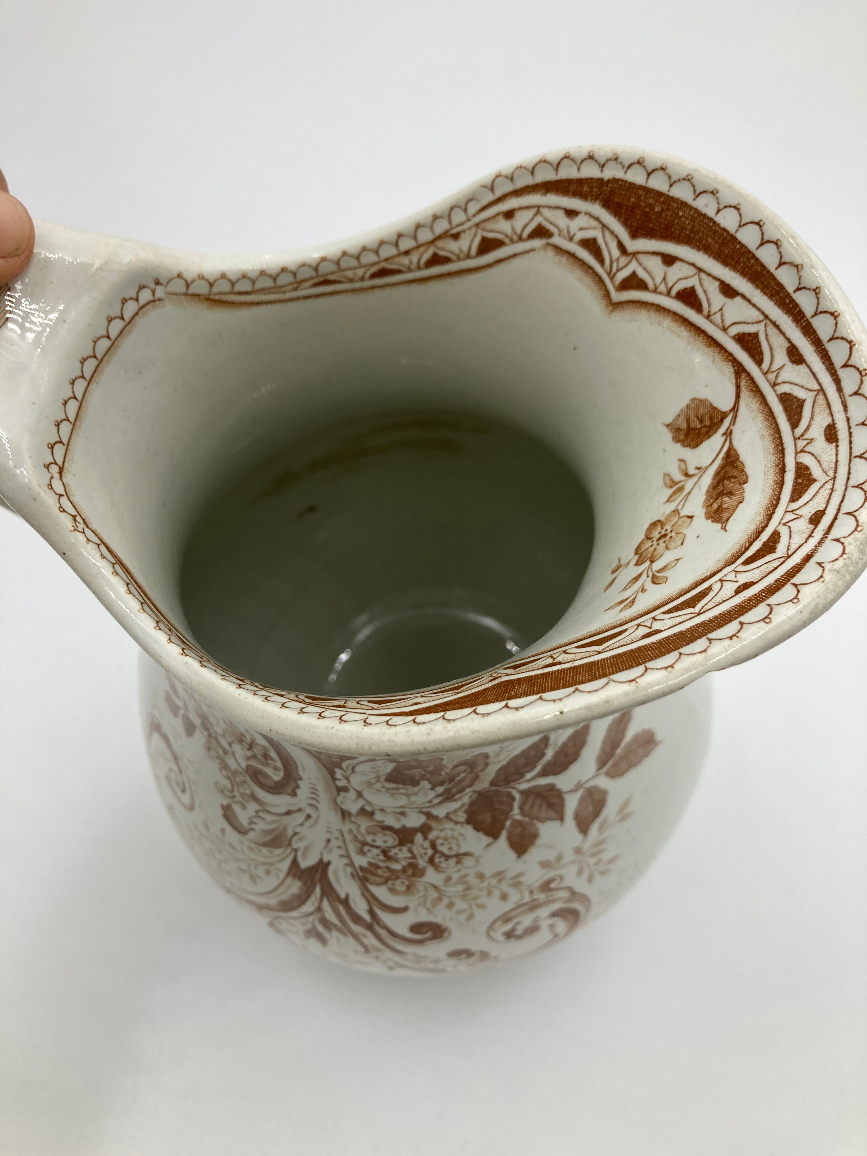 Faience pitcher Creil and Montereau Rinceaux