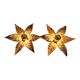 Pair of floral wall sconces in brass, design by Willy Daro, 1970.