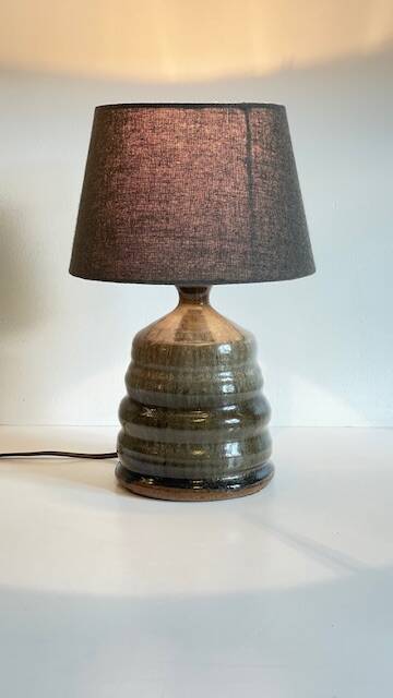 Vintage handmade stoneware geometric lamp