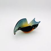 Pocket Vase Flavio Poli Murano Crystal Sommerso Blue Petrol Amber 21cm