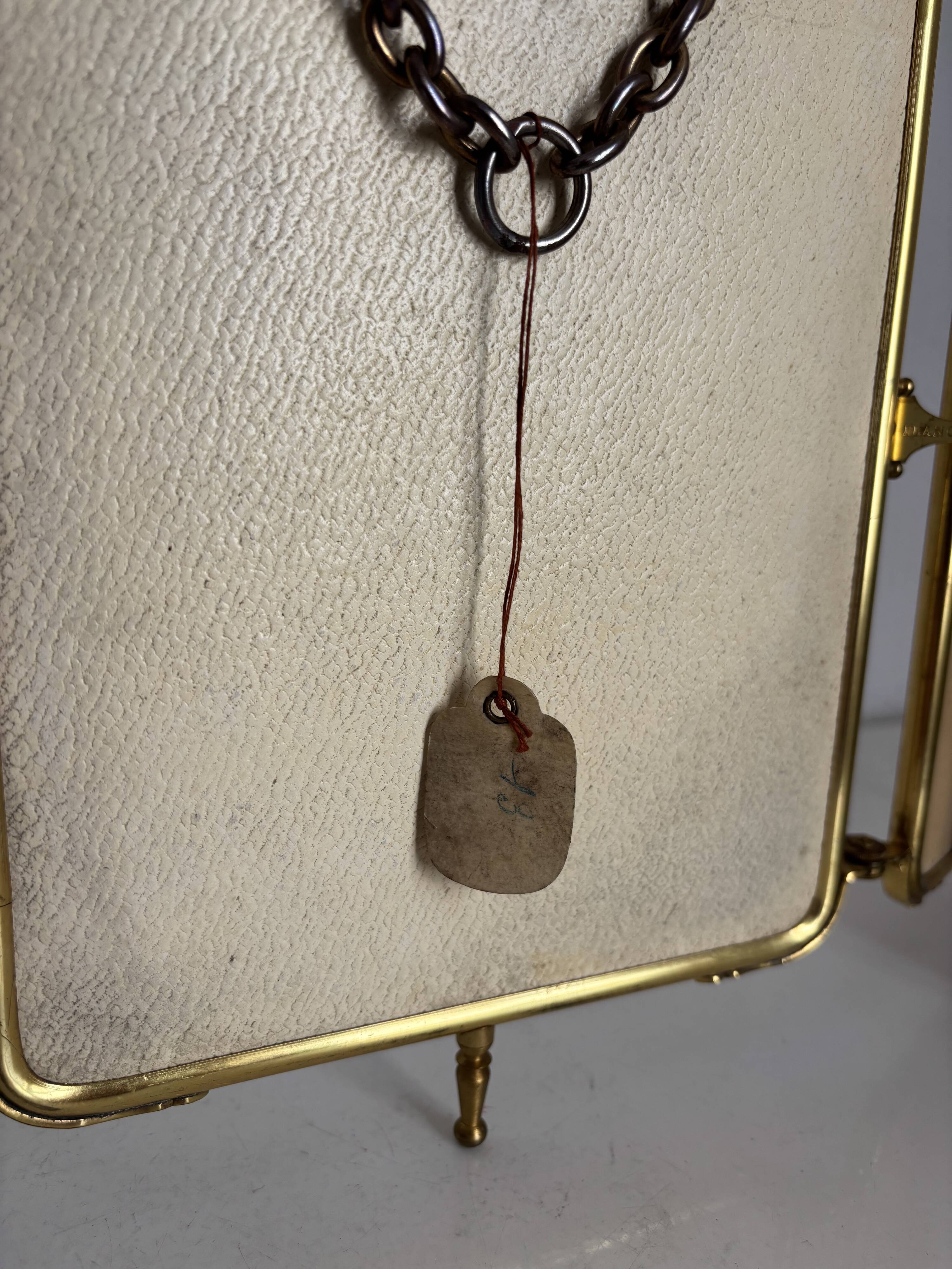 Miroir vintage 1920 triptyque barbier doré fleurs neuf bon marché - 28 x 60