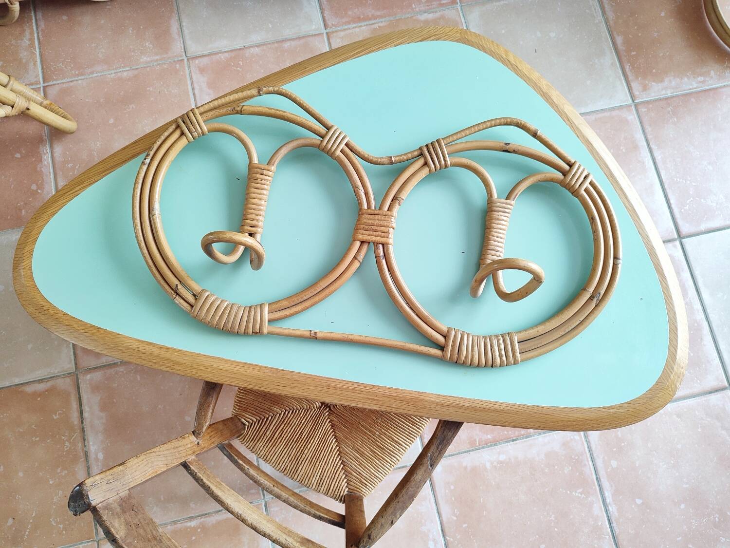 Franco Albini vintage rattan wall coat rack