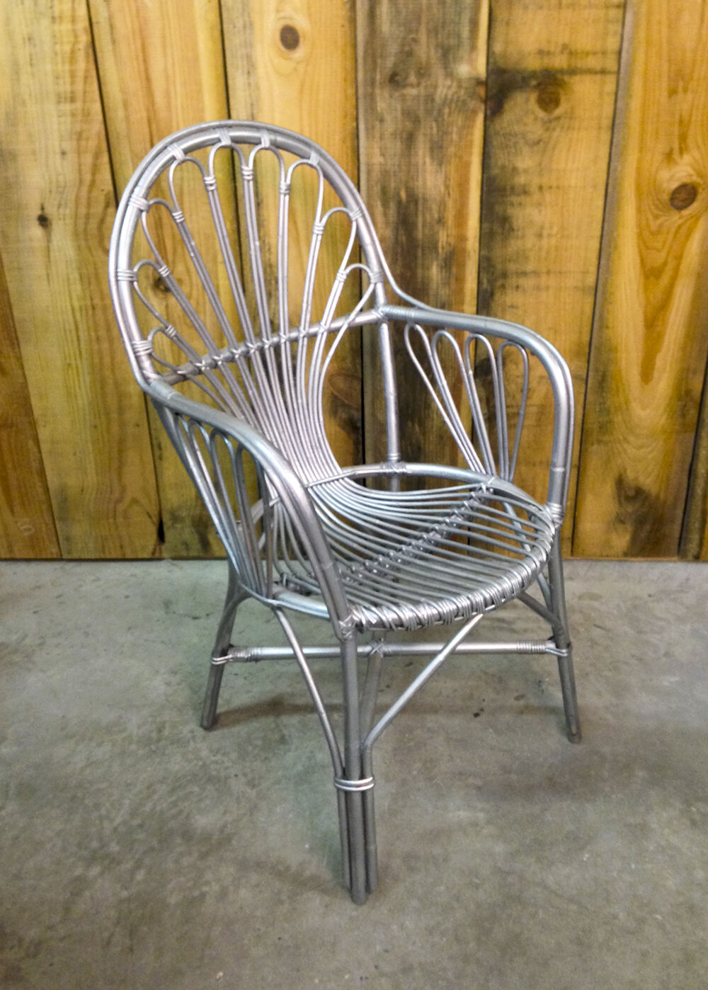Fauteuil rotin & osier bras courbés