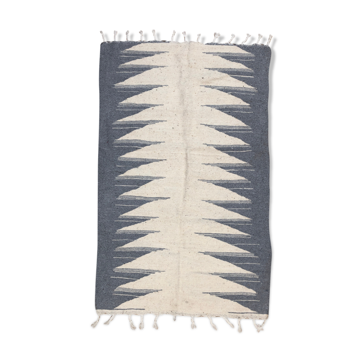 Moroccan Berber carpet Kilim ecru and light grey 1.5x0.97m