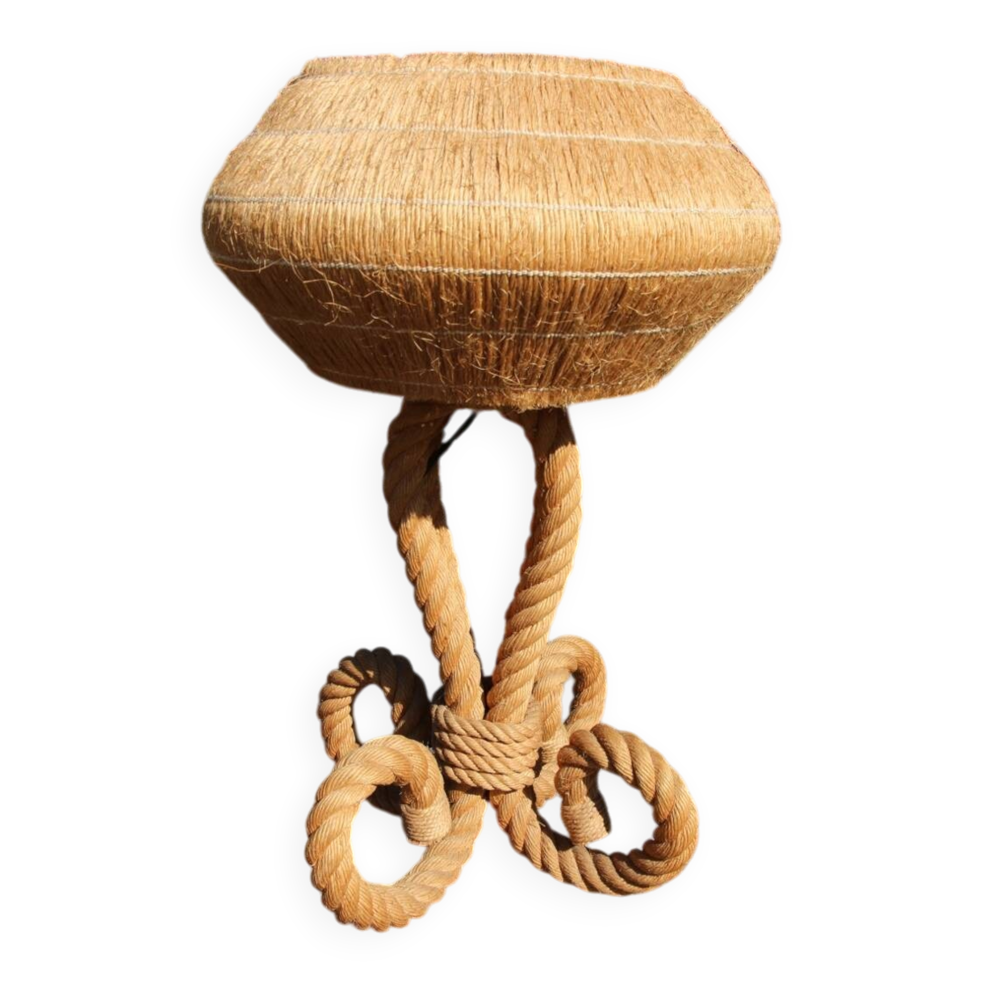 large rope and raffia lamp