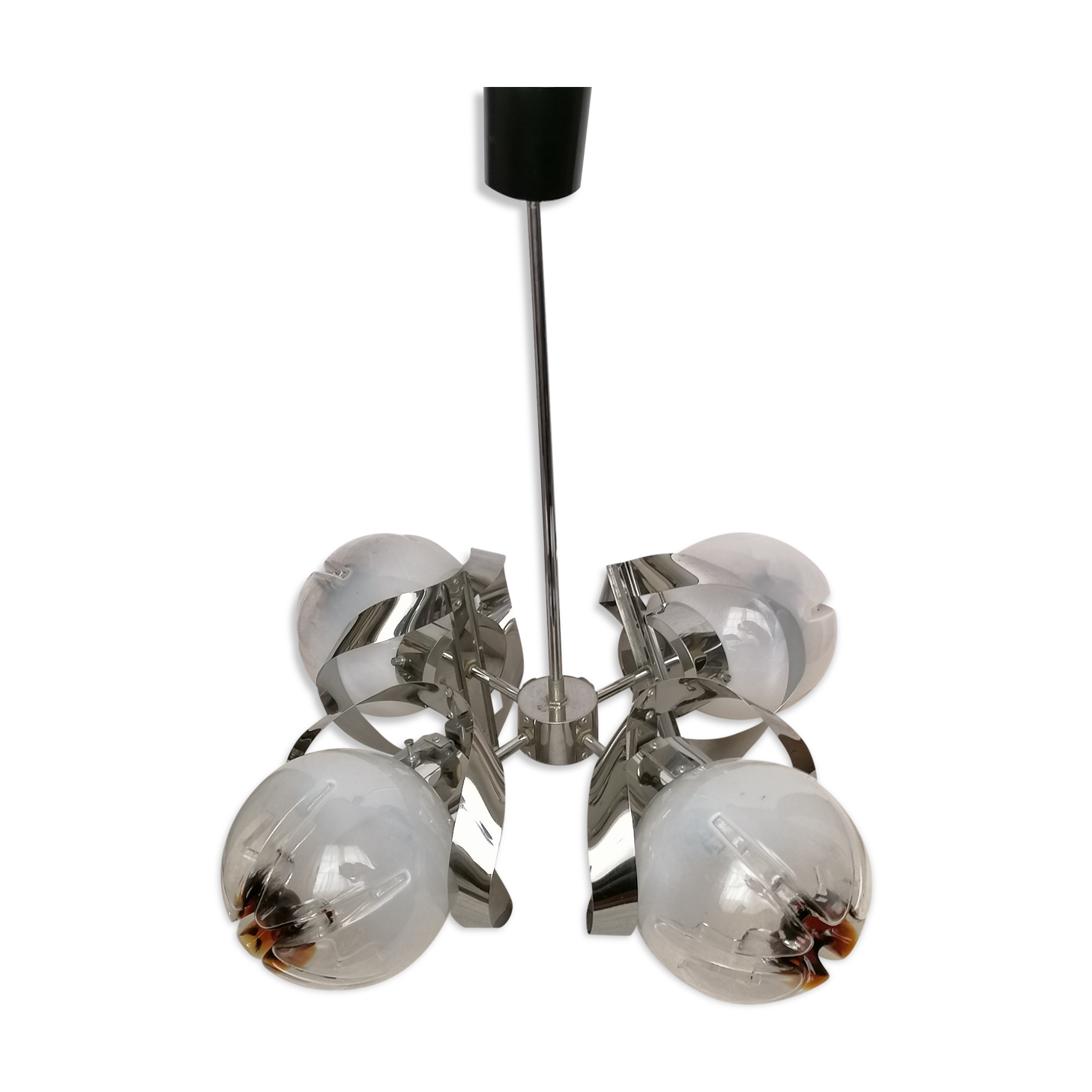 Mazzega chandelier in murano glass and metal