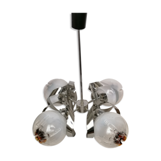 Mazzega chandelier in murano glass and metal