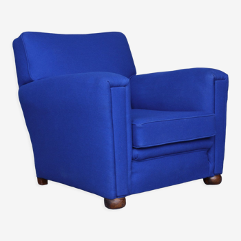 Royal blue wool club chair armchair. 1930s
