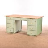 Industrial old desk workbench light green