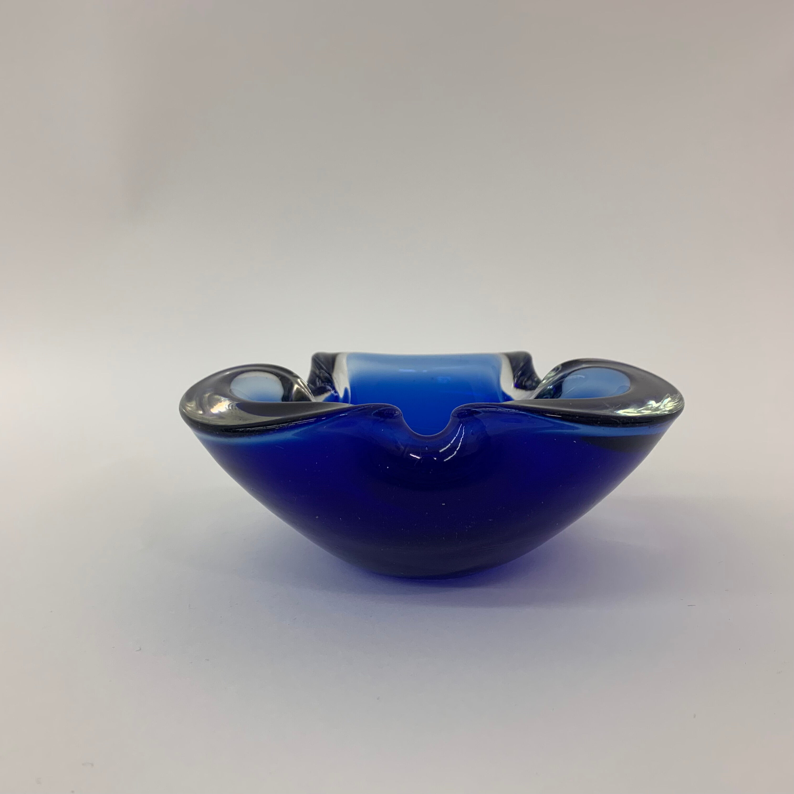 Mid century design set of 4 blue murano glass bowls , 1970's