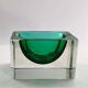1960s Rare Rectangular Uranium Multifaceted Ashtray in Murano Glass