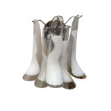 Wall sconces in white and transparent murano glass "saddle"