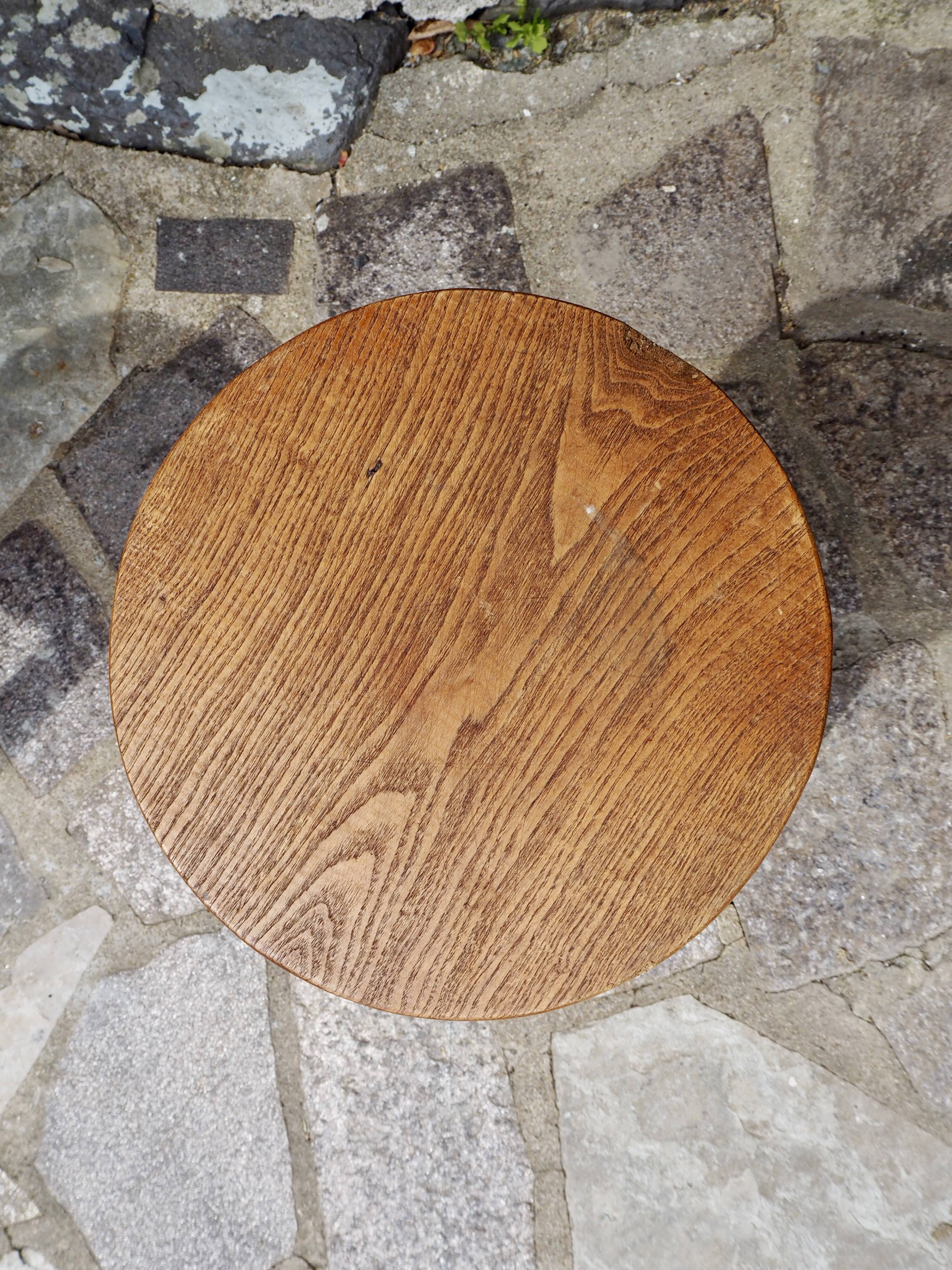 Pair of solid wood tripod stools